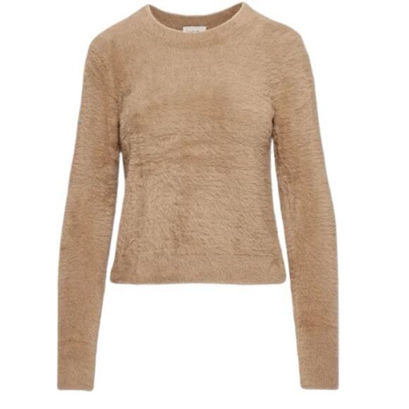 Aritzia Sunday Best Tan Kitten Crewneck Sweater Size XS Gold Camel - Picture 1 of 8